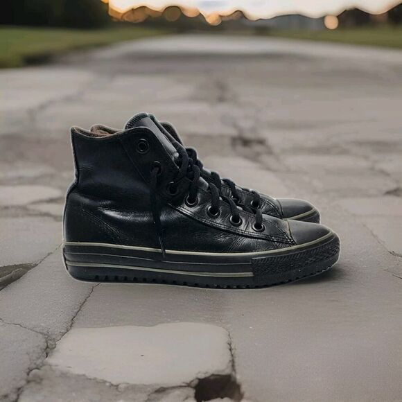 RARE Converse Boot Mid 3M Thinsulate Black Leather Sneaker 115713 Mens Size 6 - Picture 1 of 7